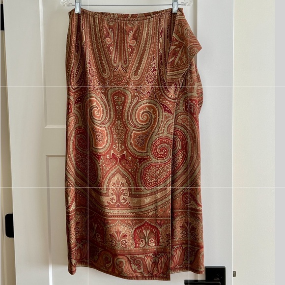 Ralph Lauren Paisley Maxi Skirt in Red and Gold
